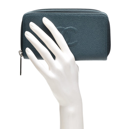 Chanel Caviar Small Timeless CC Zip Around Wallet Blue 2 of 9