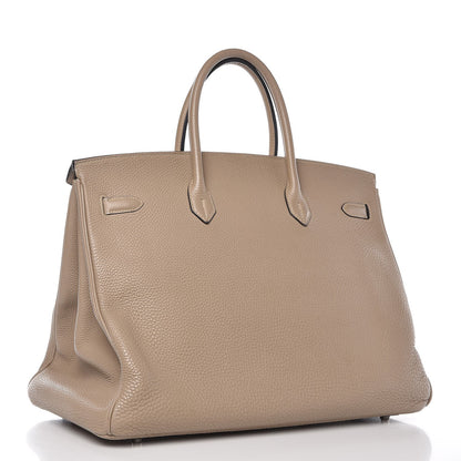 Hermes Taurillon Clemence Birkin 40 Gris Tourterelle 3 of 33