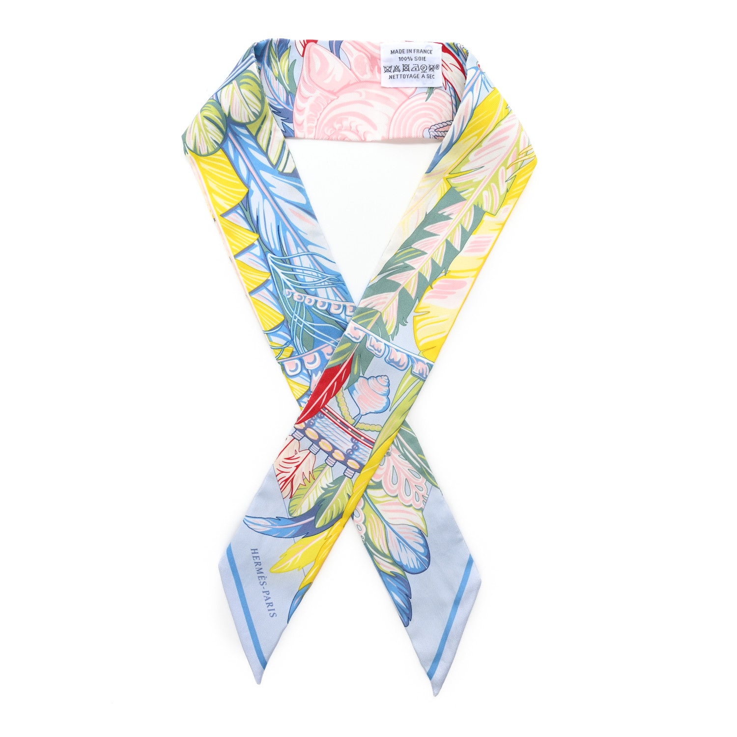 Hermes Silk La Danse Pacifique Twilly Bleu Ciel Vert Rose 1 of 4