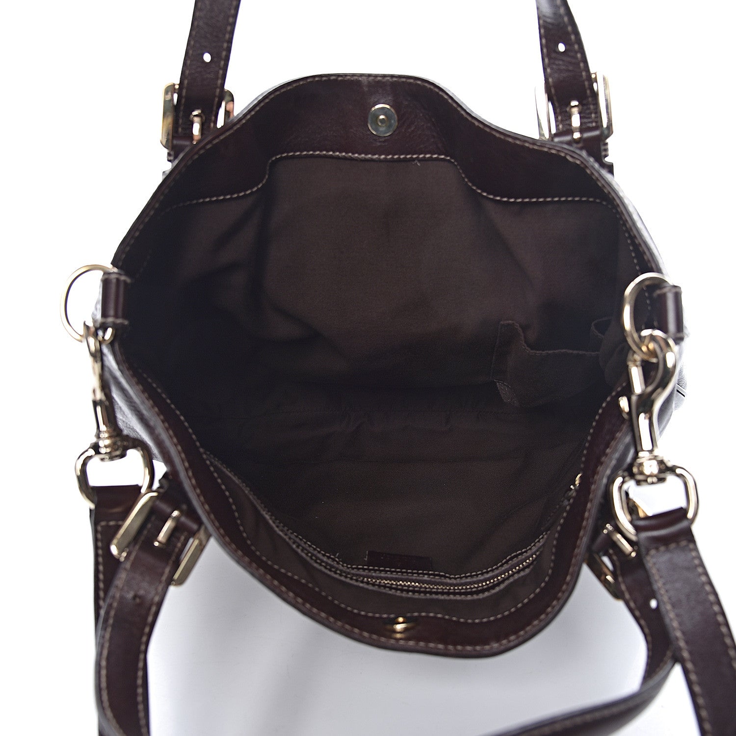 Gucci Calfskin Medium Britt Tote Dark Brown 6 of 15