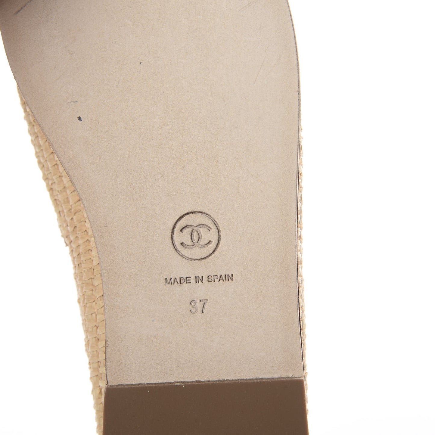 Lambskin Grosgrain CC Espadrilles 37 Beige Black