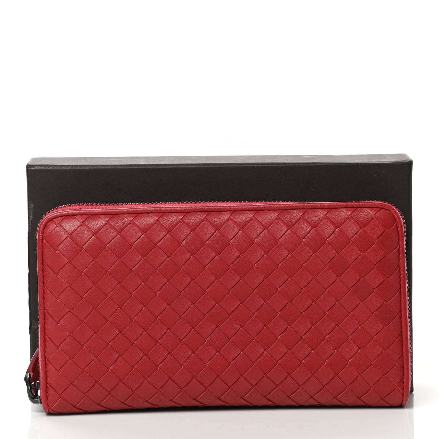 Intrecciato Zip Around Wallet Red