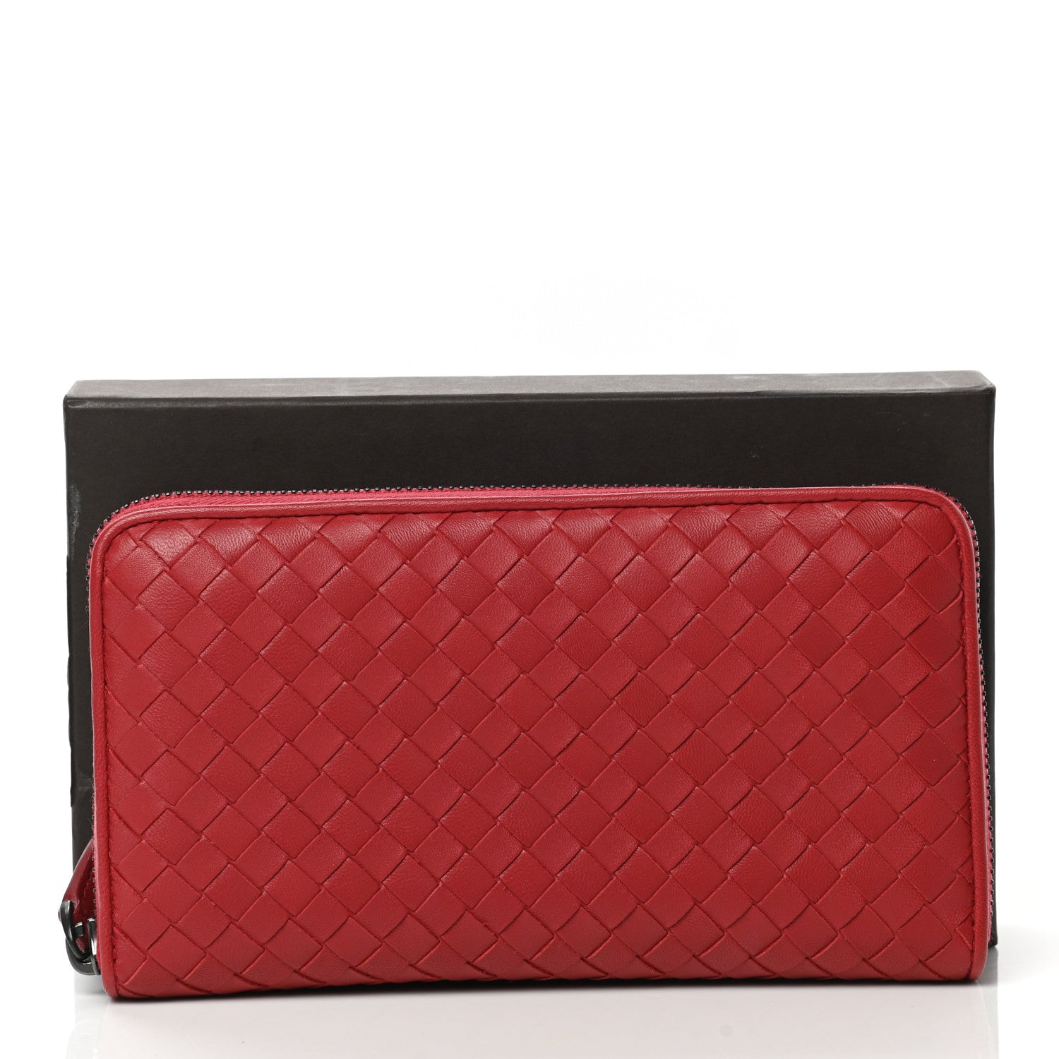 Bottega Veneta Intrecciato Zip Around Wallet Red 9 of 9