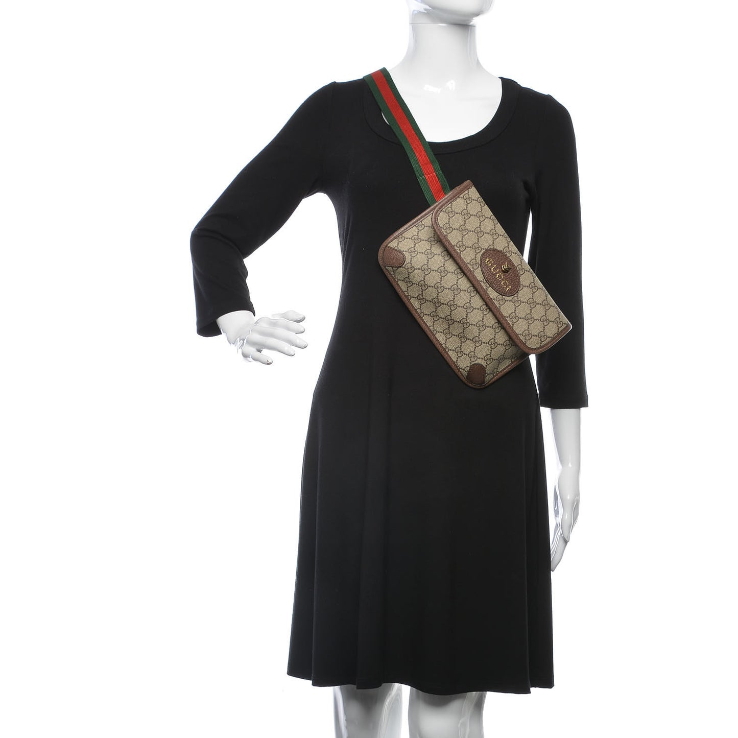 GG Supreme Monogram Neo Vintage Web Belt Bag Brown