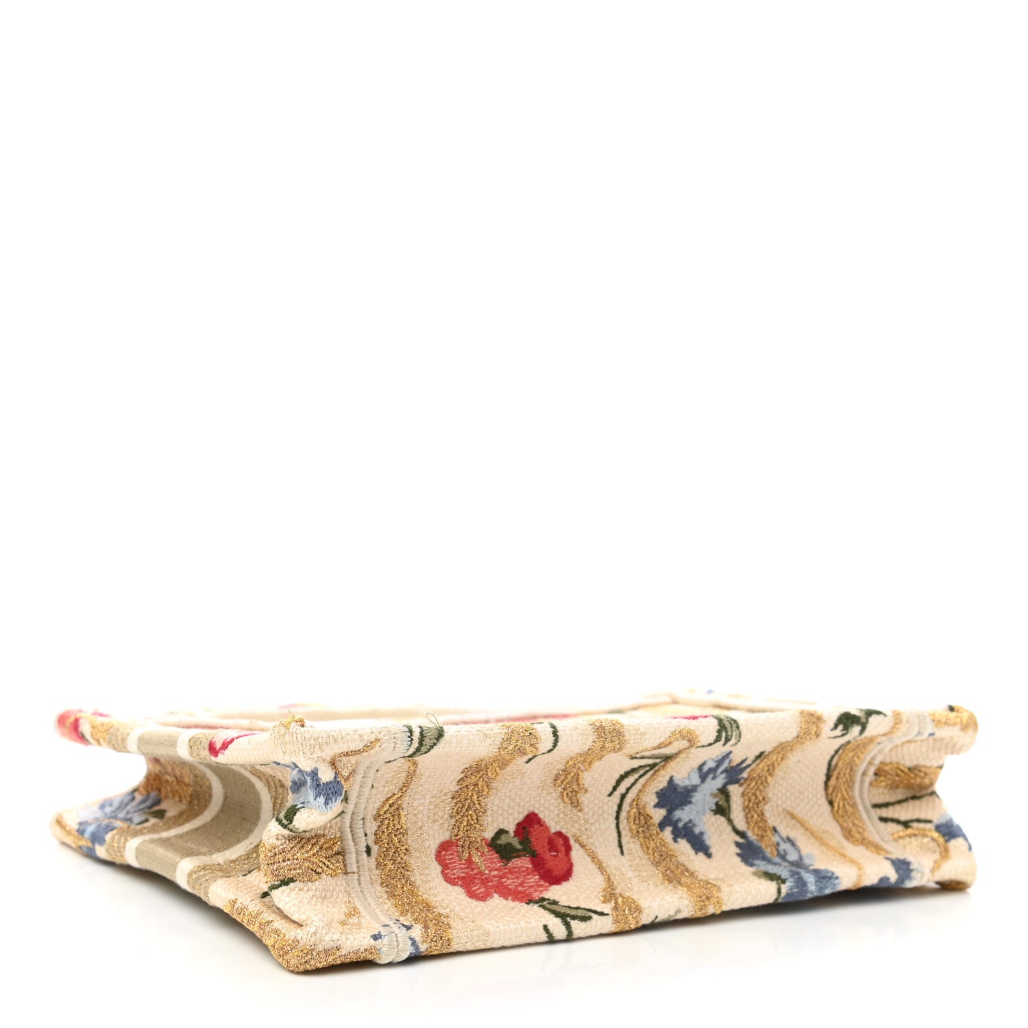 Christian Dior Canvas Embroidered Hibiscus Printed Mini Book Tote Beige Multicolor 4 of 8