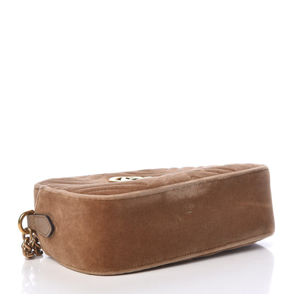 Gucci Velvet Matelasse Small GG Marmont Chain Shoulder Bag Taupe 4 of 11