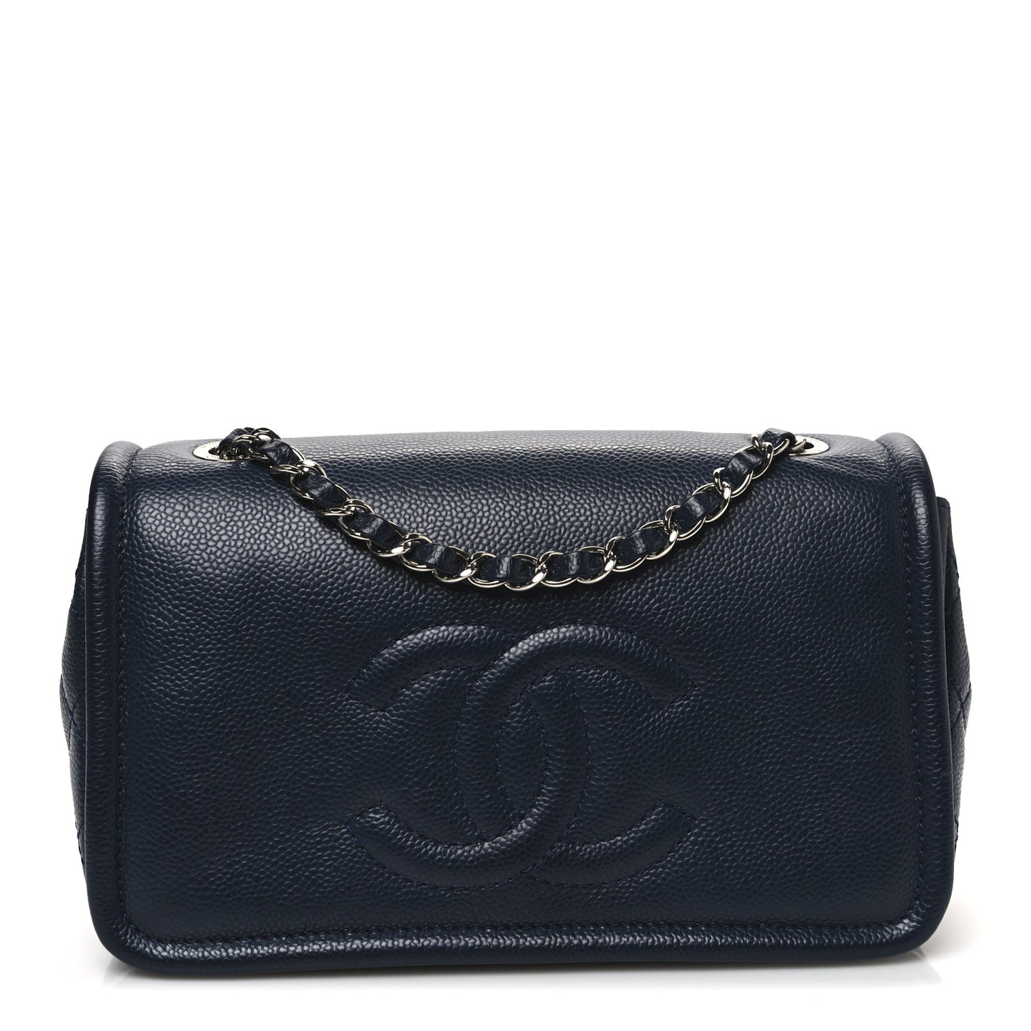 Caviar Medium Timeless CC Flap Navy Blue