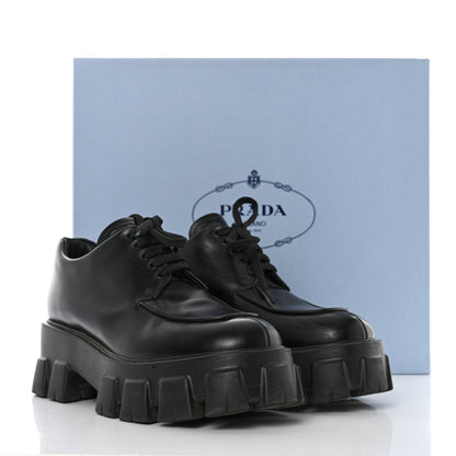 Prada Spazzolato Rois Monolith 55mm Derby Loafers 39 Black 11 of 11