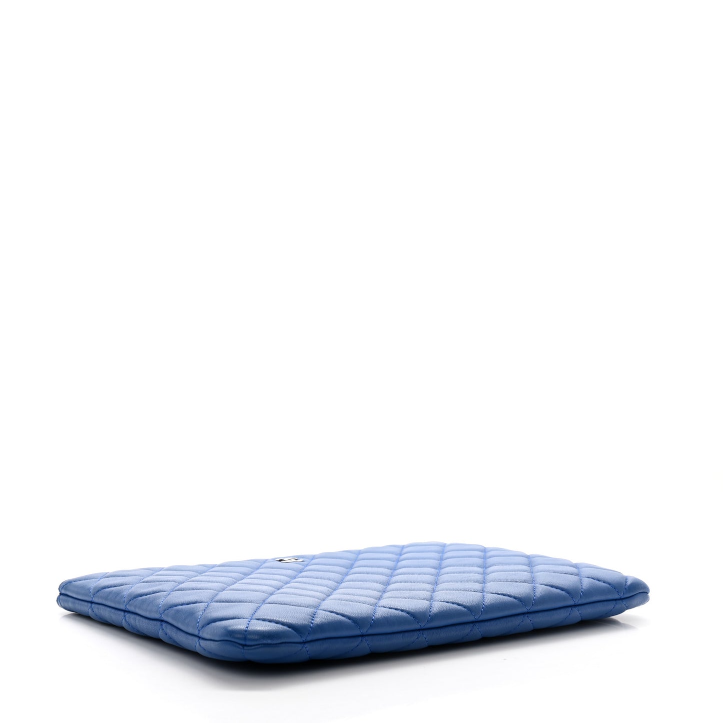 Lambskin Quilted Medium Cosmetic Case Blue