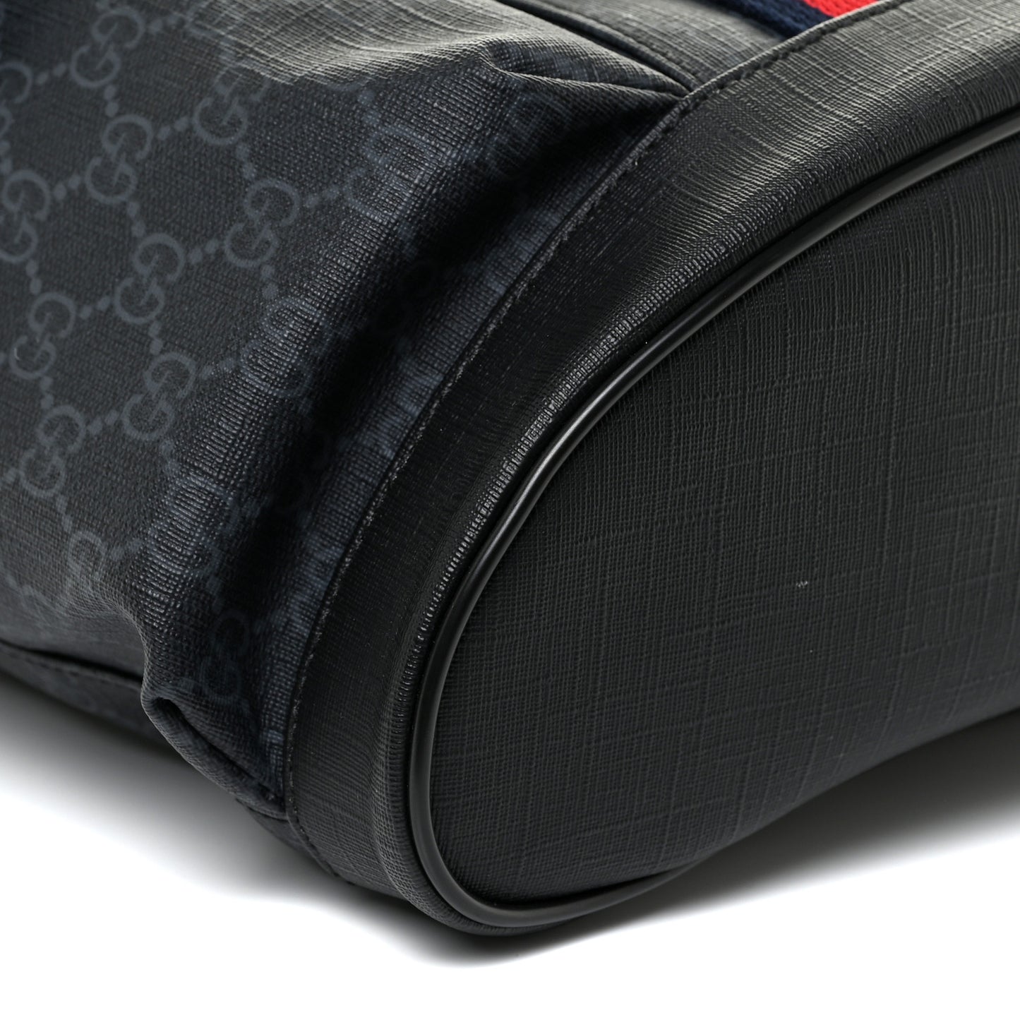 Soft GG Supreme Monogram Appia Calfskin Web Double Buckle Backpack Black
