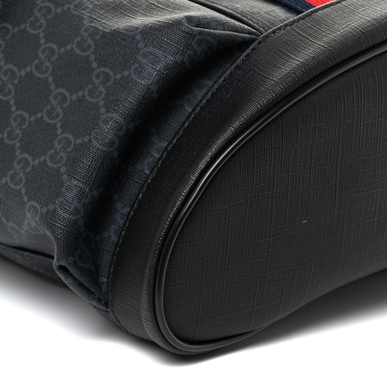 Gucci Soft GG Supreme Monogram Appia Calfskin Web Double Buckle Backpack Black 10 of 15