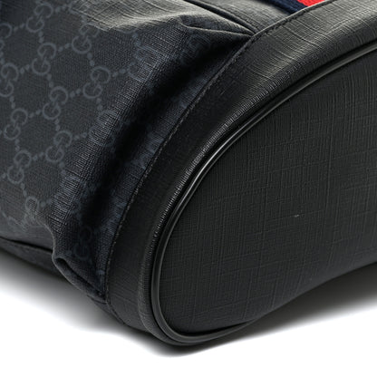 Gucci Soft GG Supreme Monogram Appia Calfskin Web Double Buckle Backpack Black 10 of 15