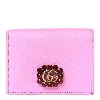 Gucci Calfskin Crystal Double G Card Case Wallet Malva 1 of 9