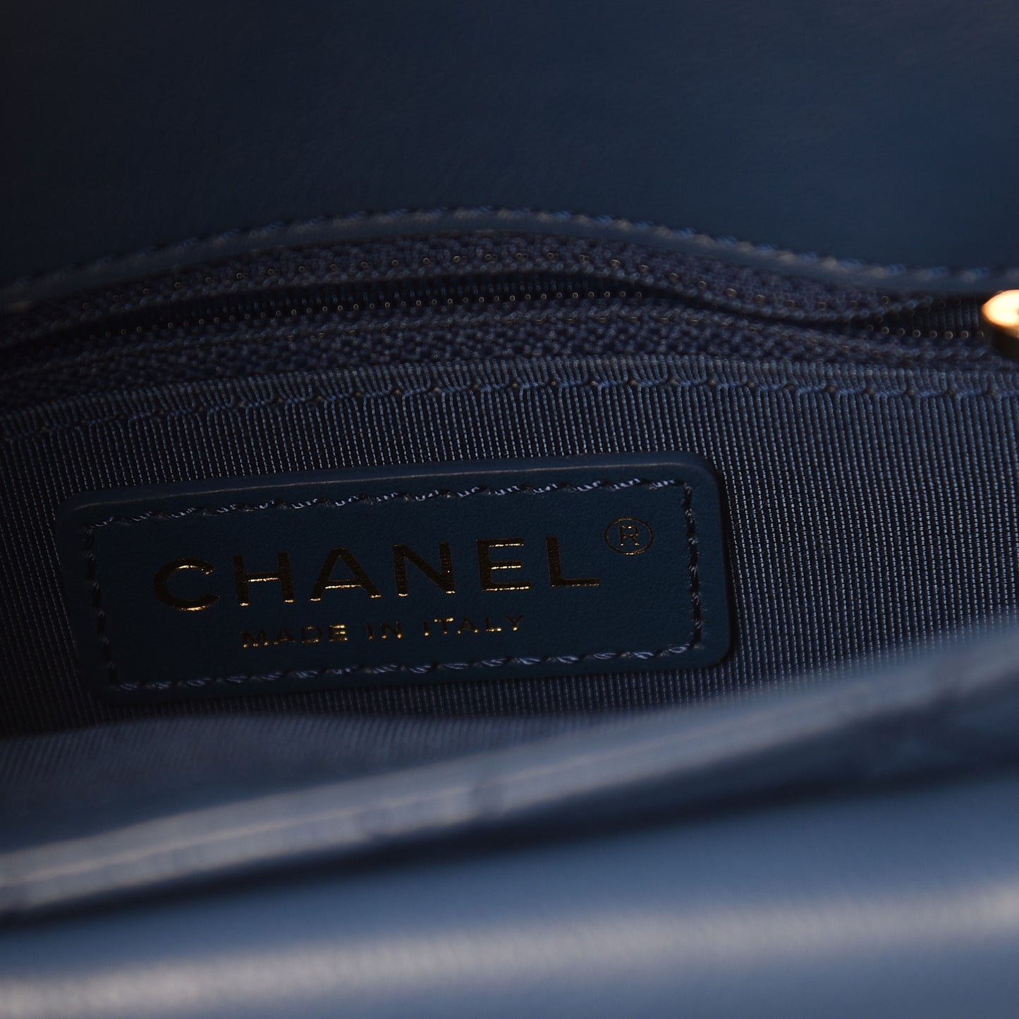 Calfskin Quilted Small Messenger Flap Blue