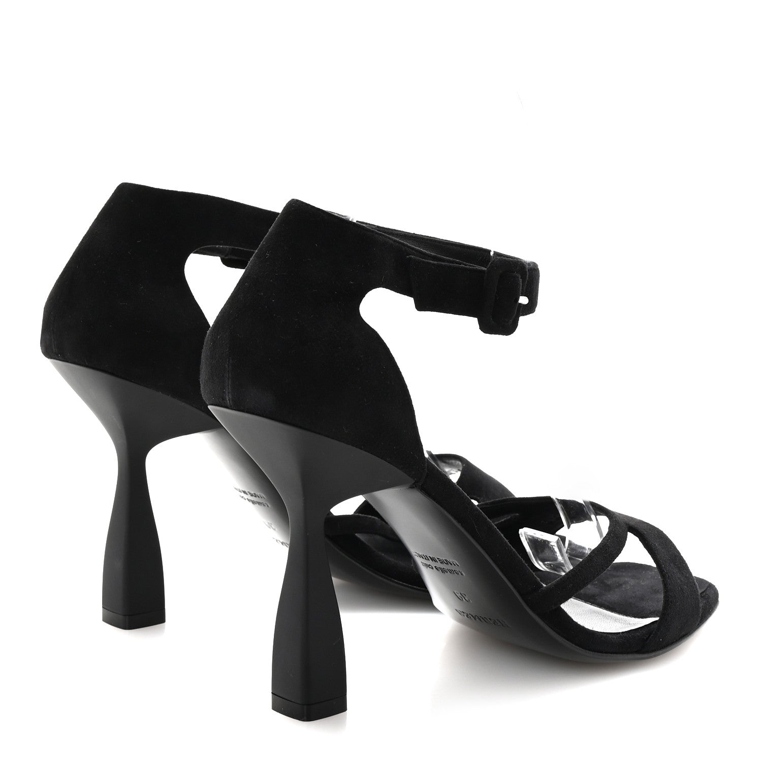 Hermes Suede Goatskin Gemma 95 Sandals 39 Black 5 of 10