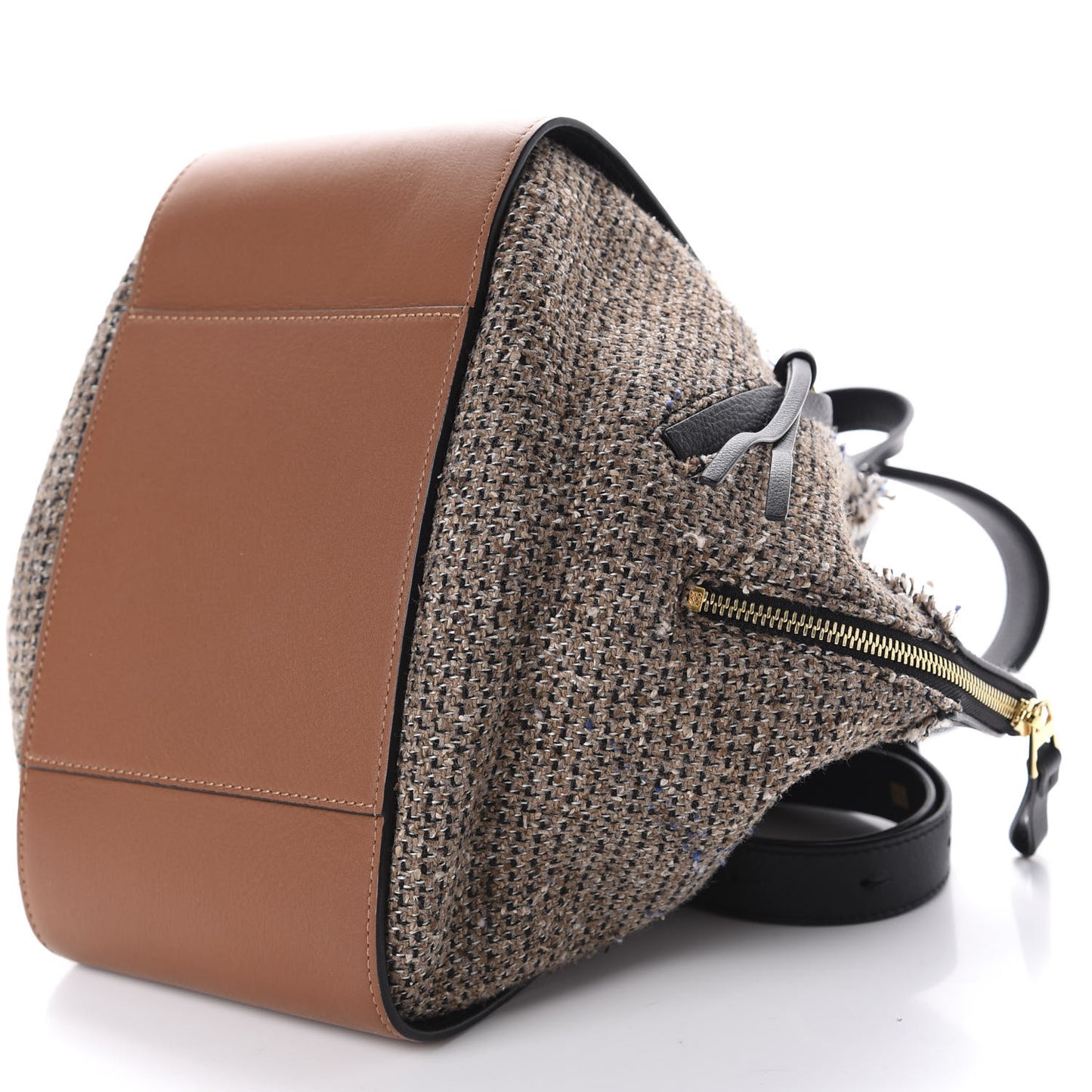 Calfskin Tweed Small Hammock Shoulder Bag Tan Black
