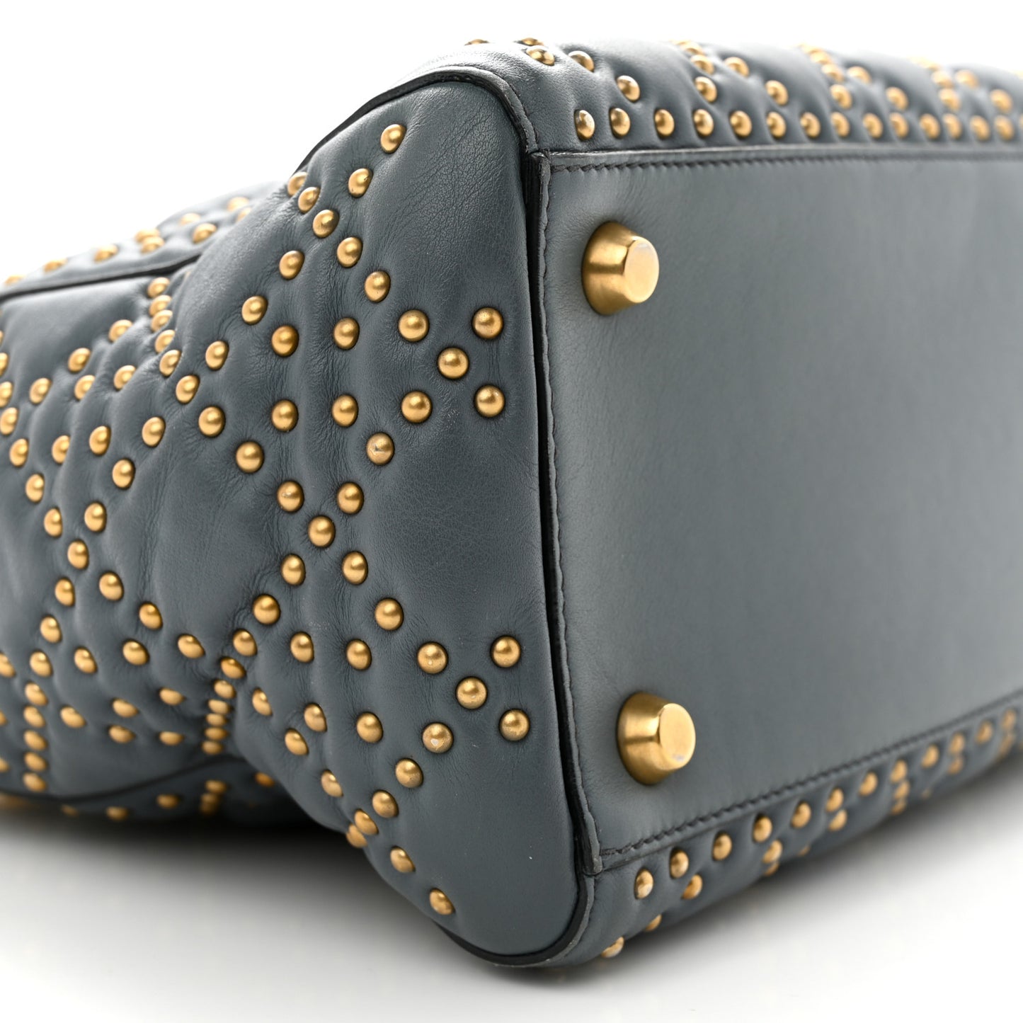 Calfskin Cannage Studded Medium Supple Lady Dior Grey
