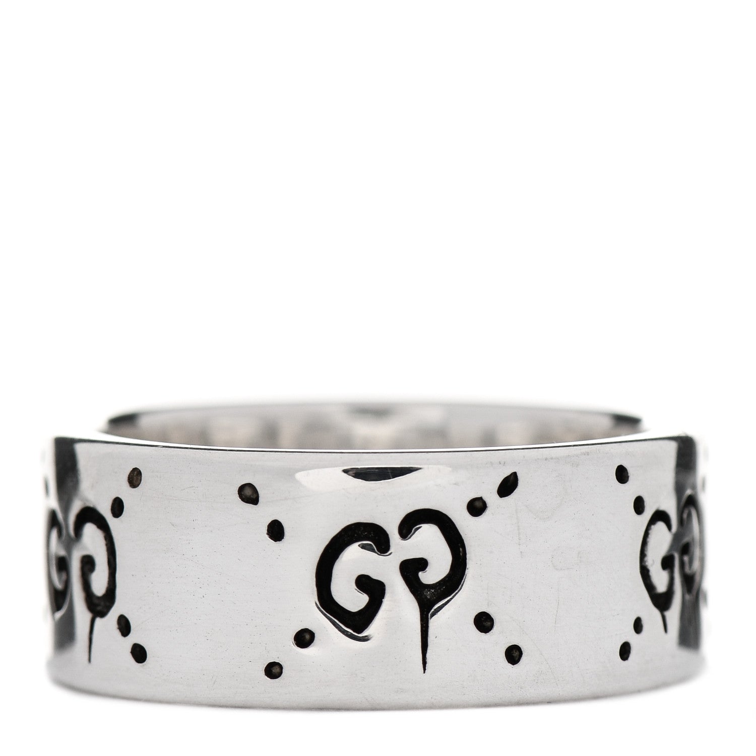 Gucci Sterling Silver GucciGhost Hamlet Skull Ring 58 8.5 3 of 6