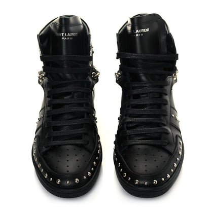Saint Laurent Calfskin Saint Lauren Stud Wolly SL-22 High Top Sneakers 37 Black 4 of 8