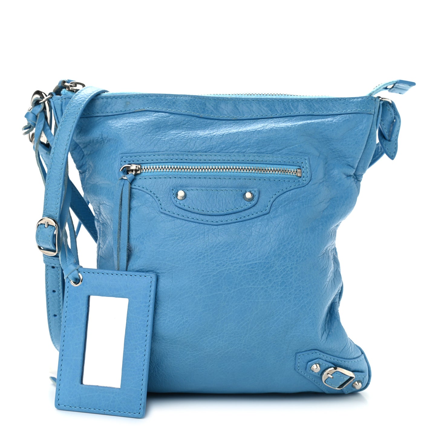 Agneau Classic Hardware Flat Crossbody Bleu Azur Clair