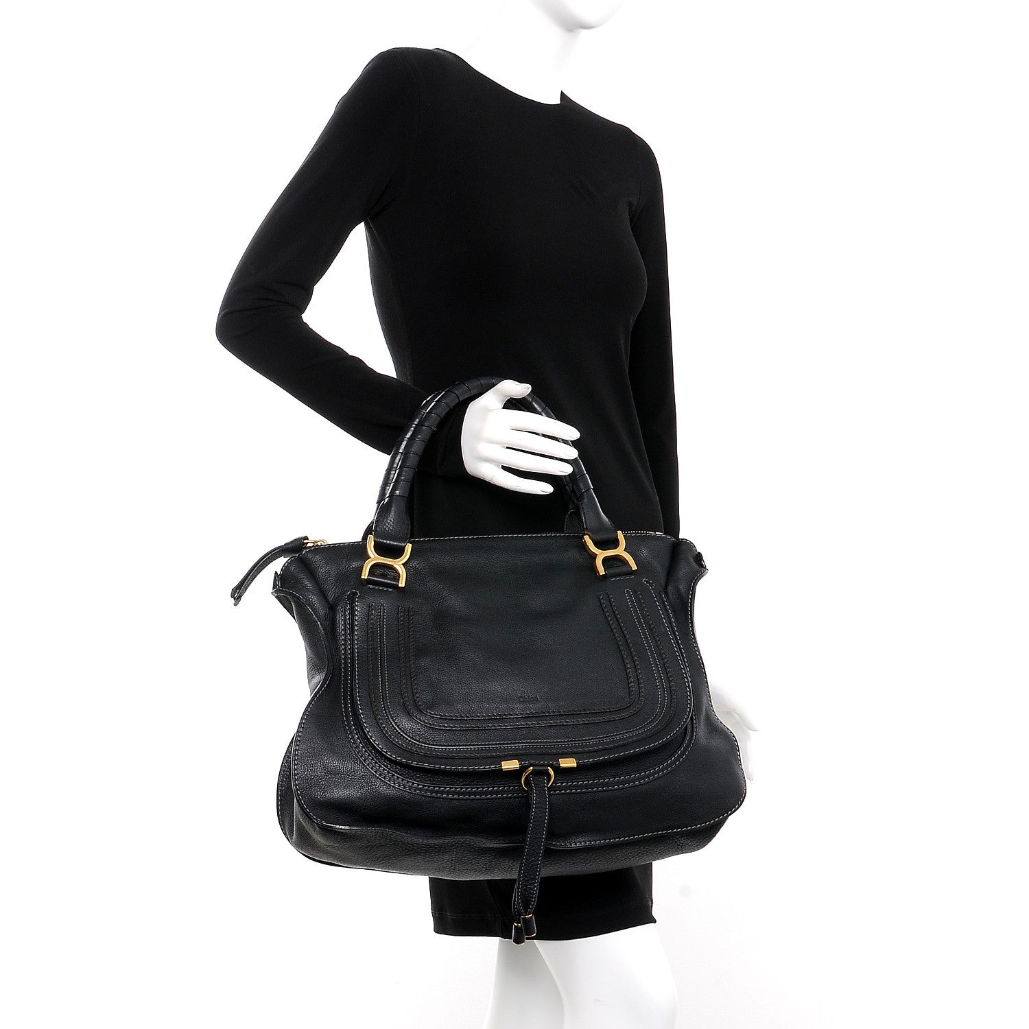 Chloe Calfskin Large Marcie Satchel Black 2 of 9