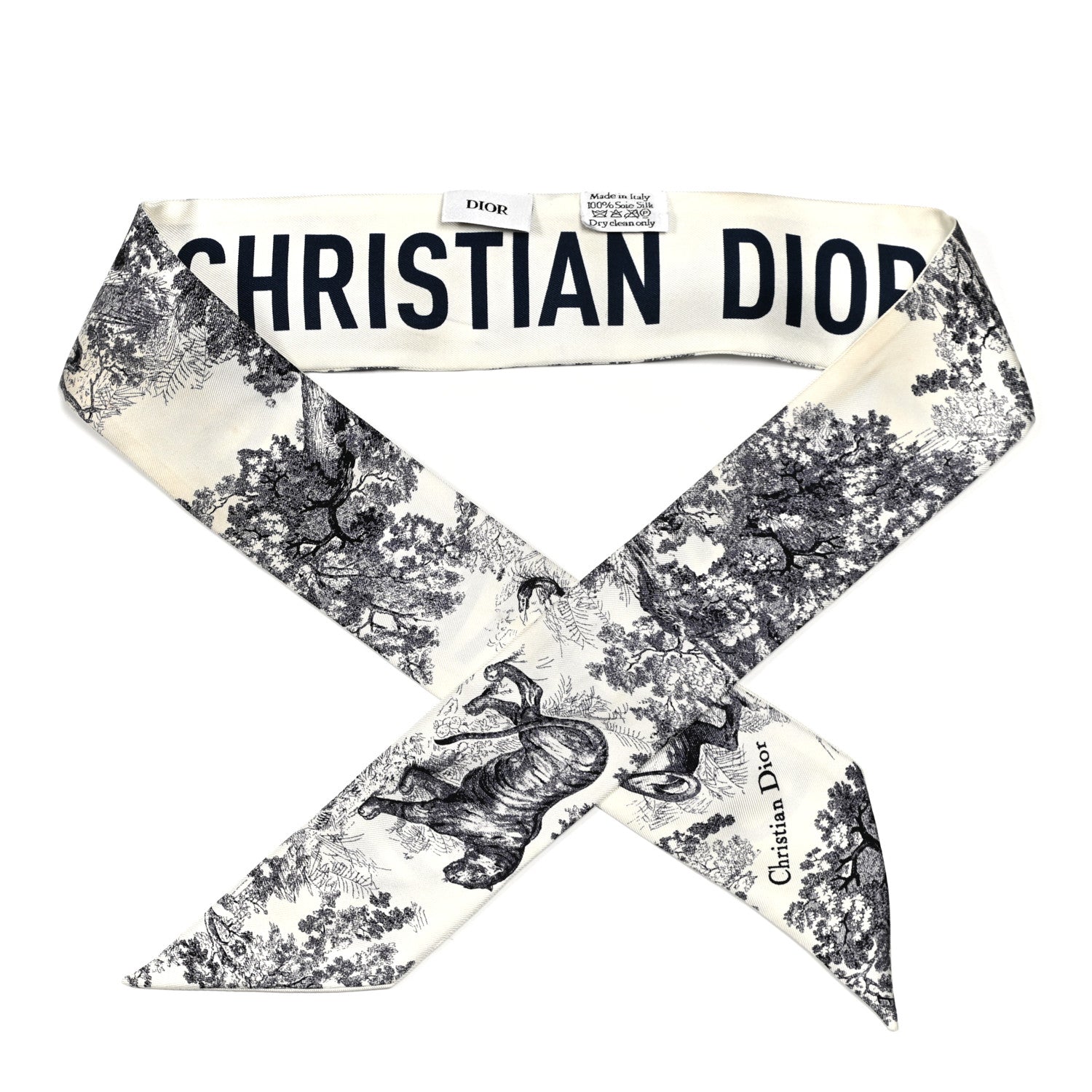 Christian Dior Silk Toile De Jouy Mitzah Scarf White 1 of 5