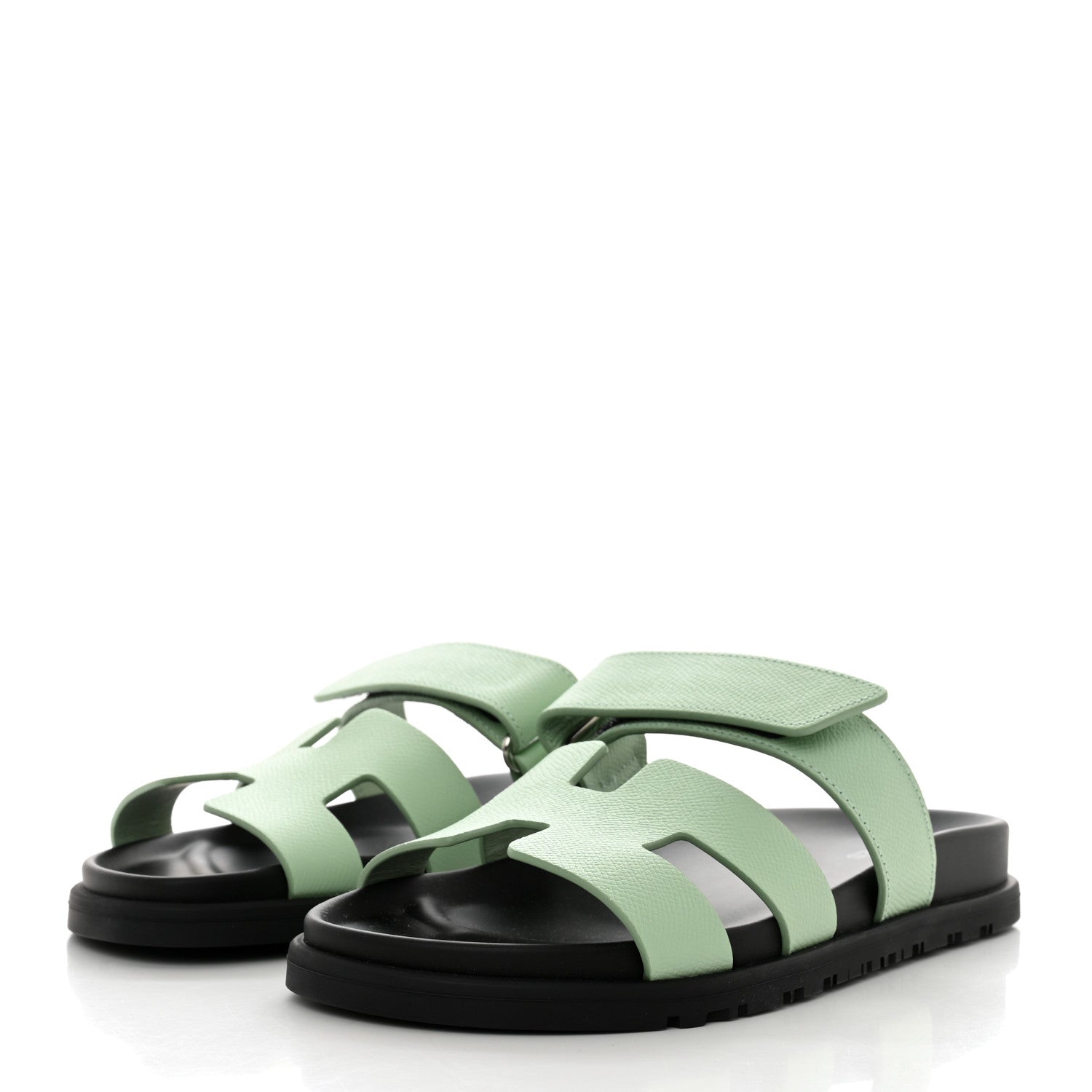 Hermes Epsom Womens Chypre Sandals 37.5 Vert Jade 3 of 9