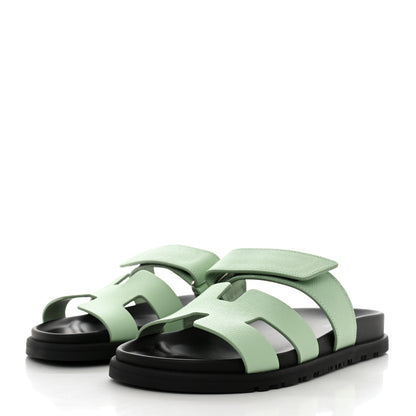 Hermes Epsom Womens Chypre Sandals 37.5 Vert Jade 3 of 9