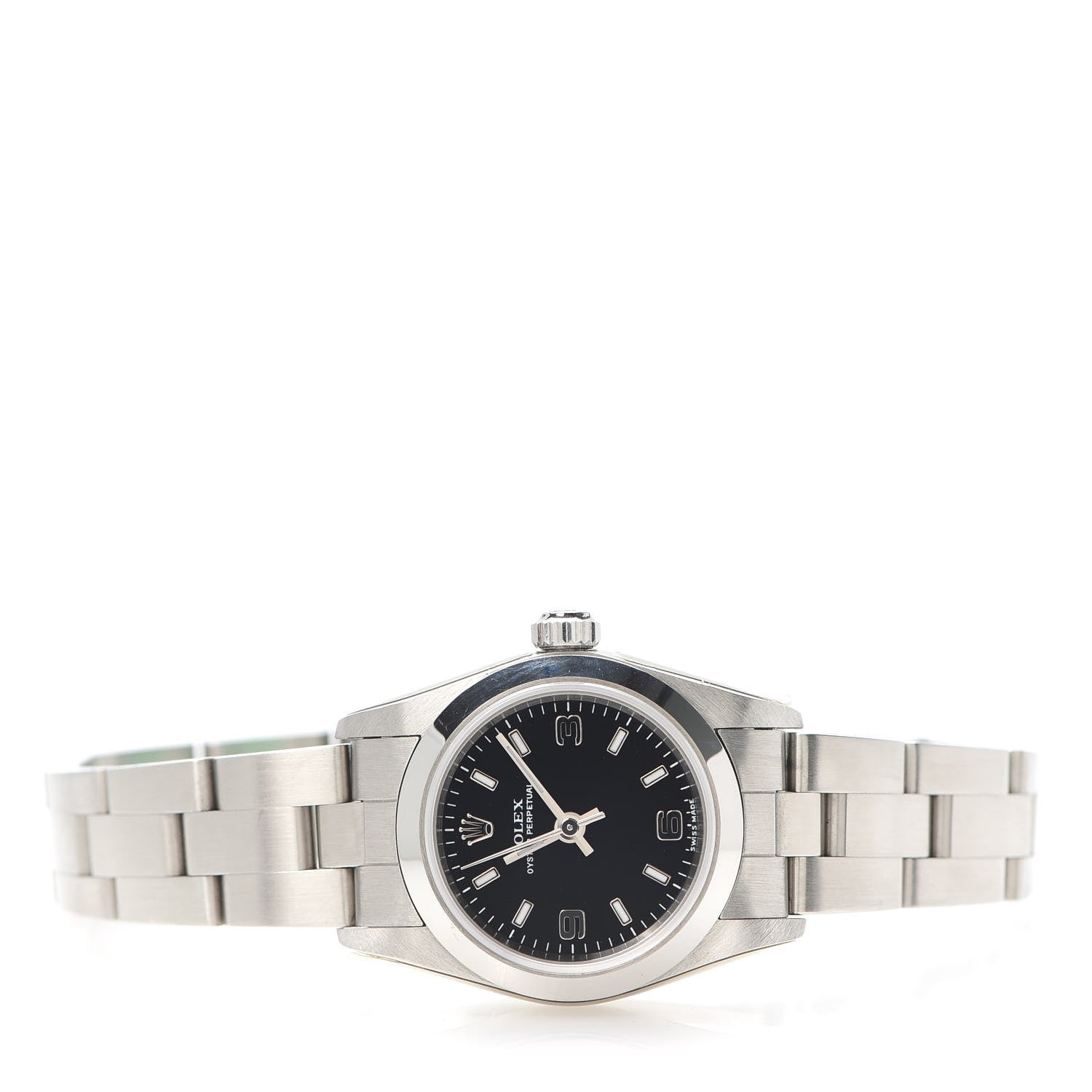 Rolex Stainless Steel 24mm Oyster Perpetual Watch Black 76080 2 of 8