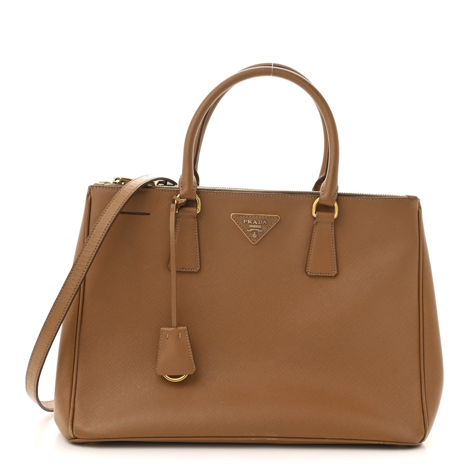 Prada Saffiano Medium Galleria Double Zip Tote Caramel 1 of 15
