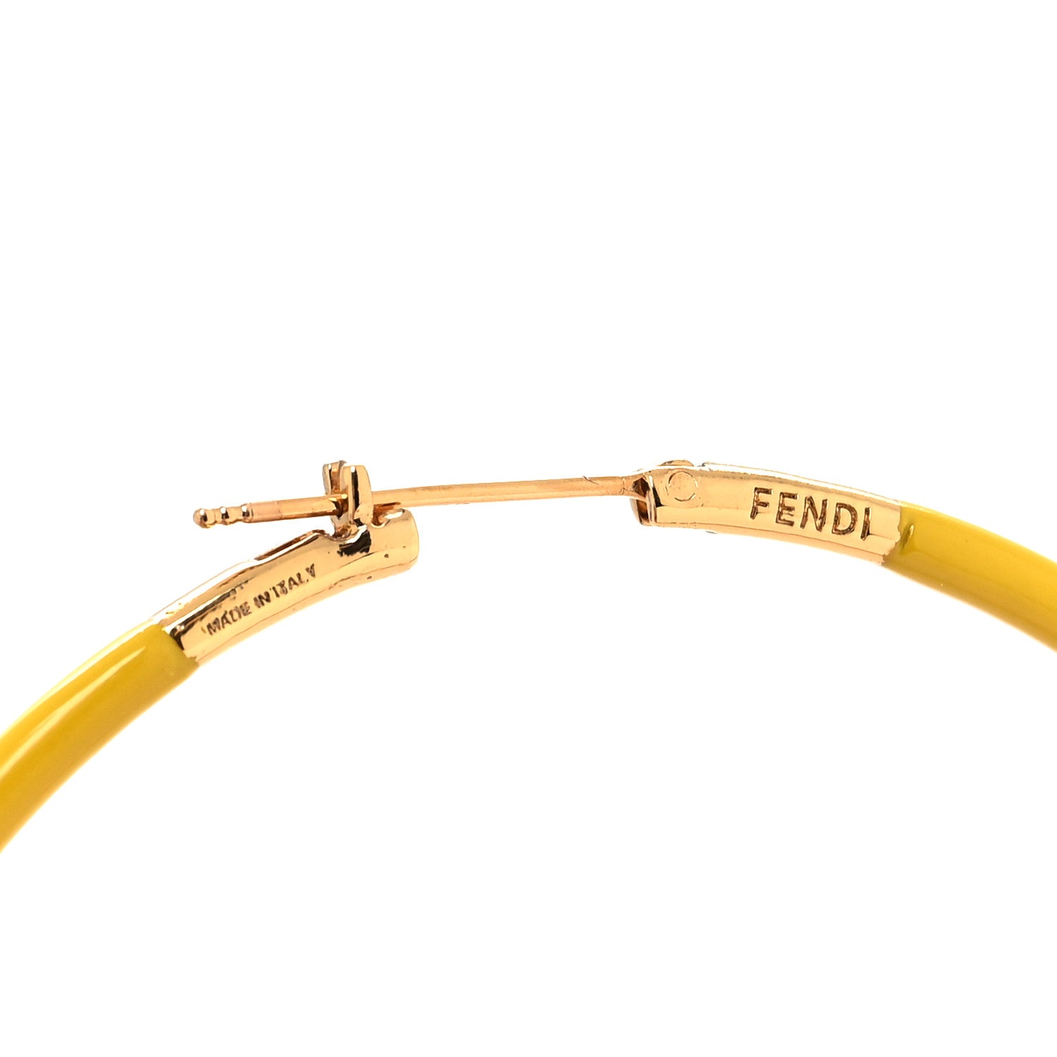Fendi Metal Enamel Large F is Fendi Hoop Earrings Yellow Gold 4 of 4