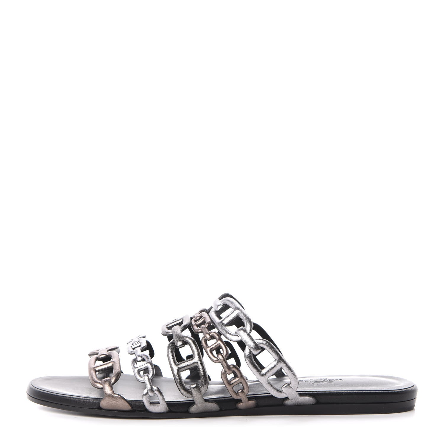Hermes Metallic Nappa Thalassa Sandals 38.5 Multicolore Dore Vieilli 1 of 8