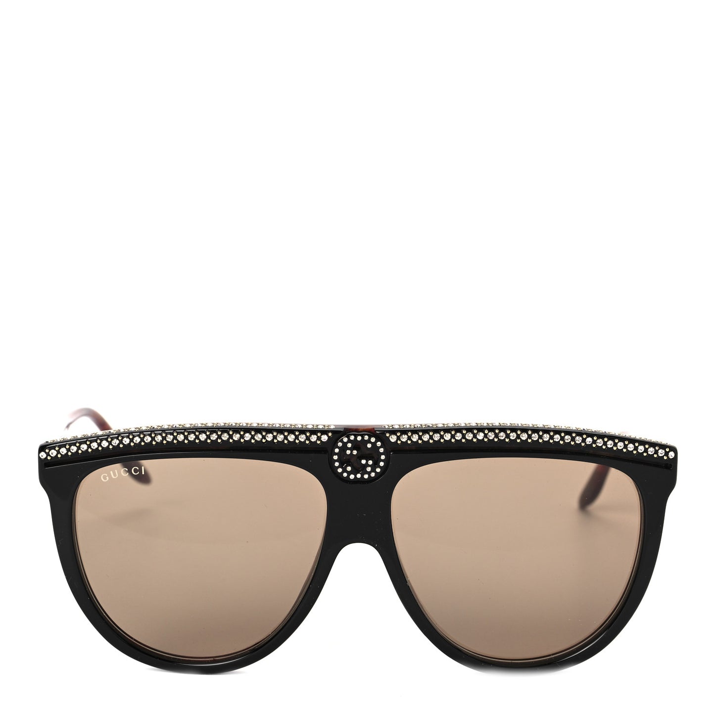 Aviator Crystal Brow Sunglasses GG0732S Havana Brown