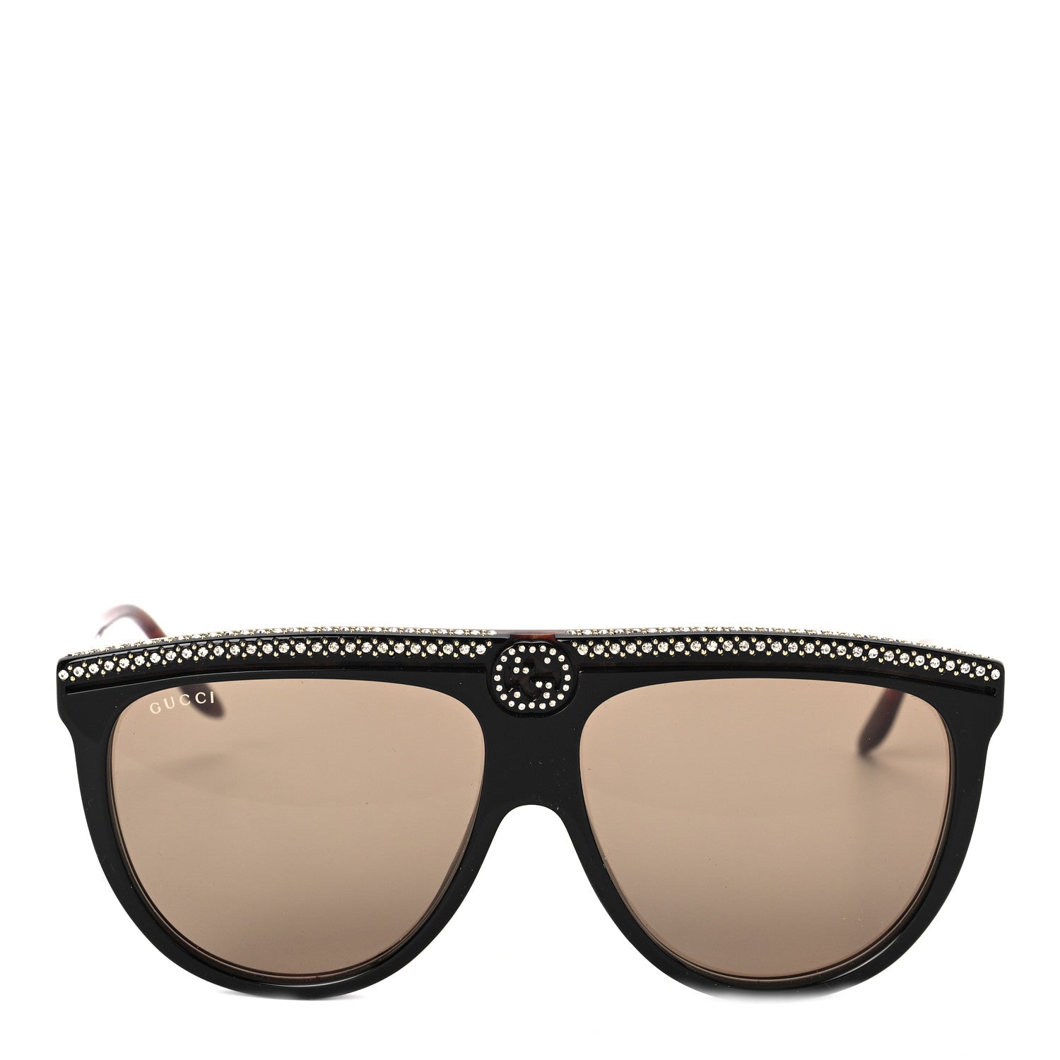 Gucci Aviator Crystal Brow Sunglasses GG0732S Havana Brown 2 of 8