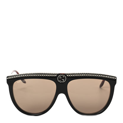 Gucci Aviator Crystal Brow Sunglasses GG0732S Havana Brown 2 of 8