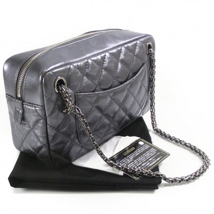 Chanel Metallic Aged Calfskin Quilted Medium Reissue Camera Case Dark Silver 3 of 10