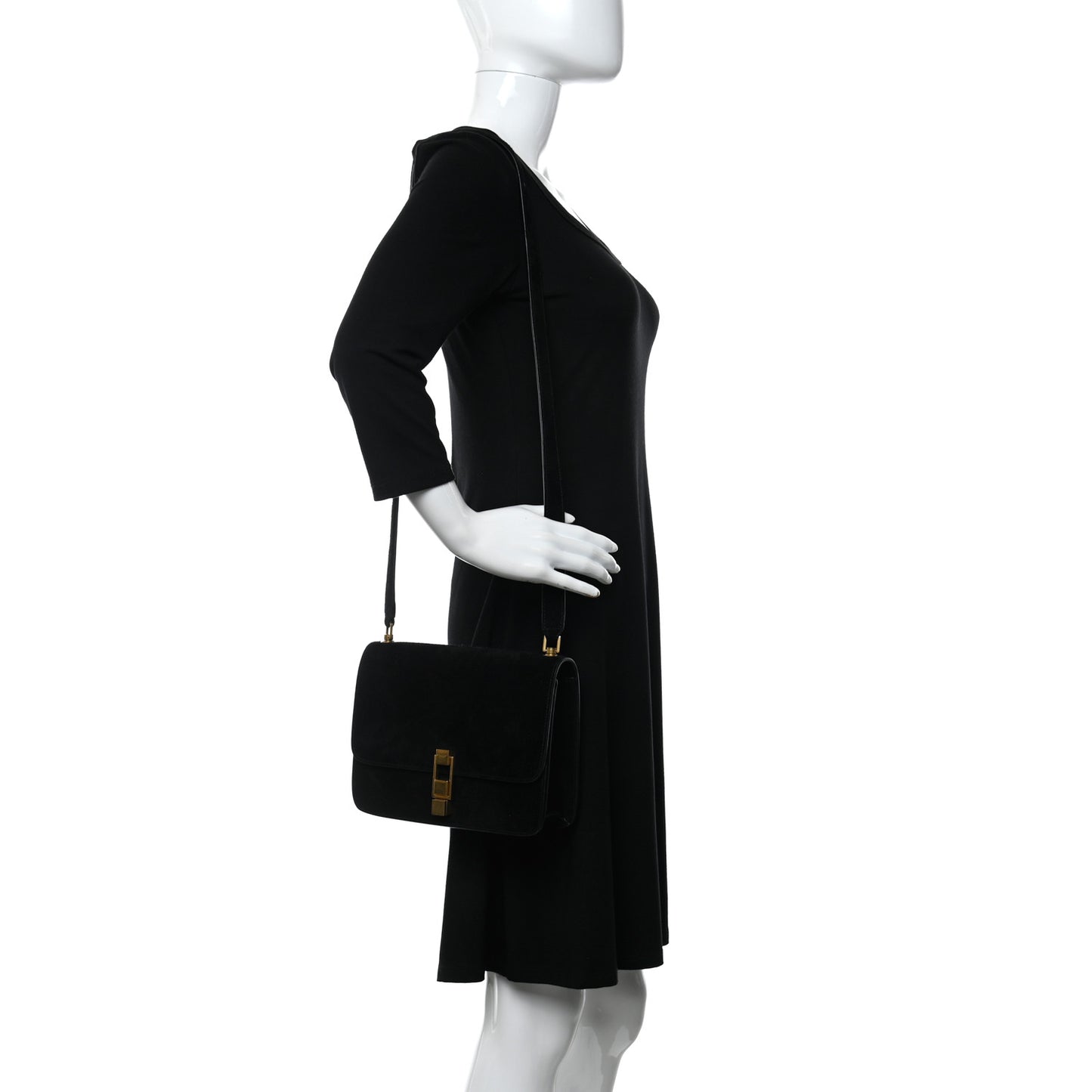 Suede Carre Satchel Black
