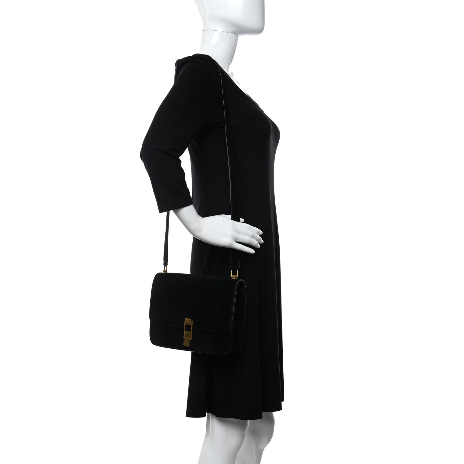Saint Laurent Suede Carre Satchel Black 2 of 9