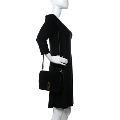 Saint Laurent Suede Carre Satchel Black 2 of 9