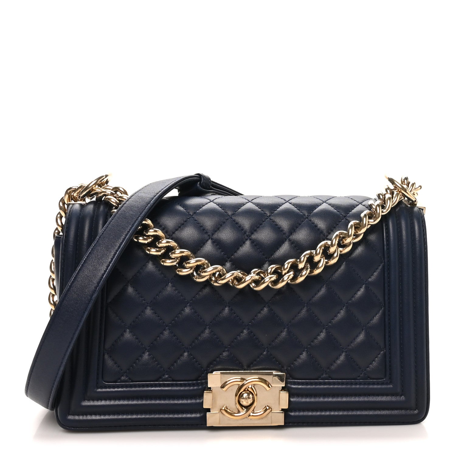 Chanel Lambskin Quilted Medium Boy Flap  Dark Navy 1 of 10