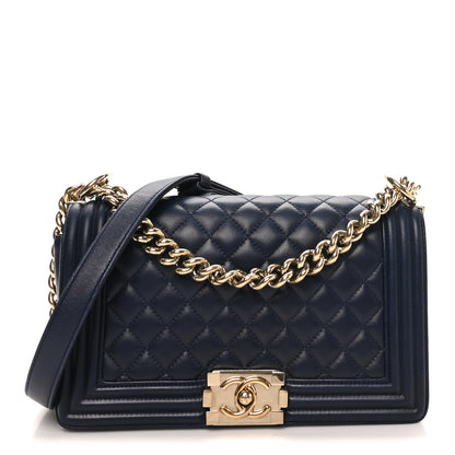 Chanel Lambskin Quilted Medium Boy Flap  Dark Navy 1 of 10