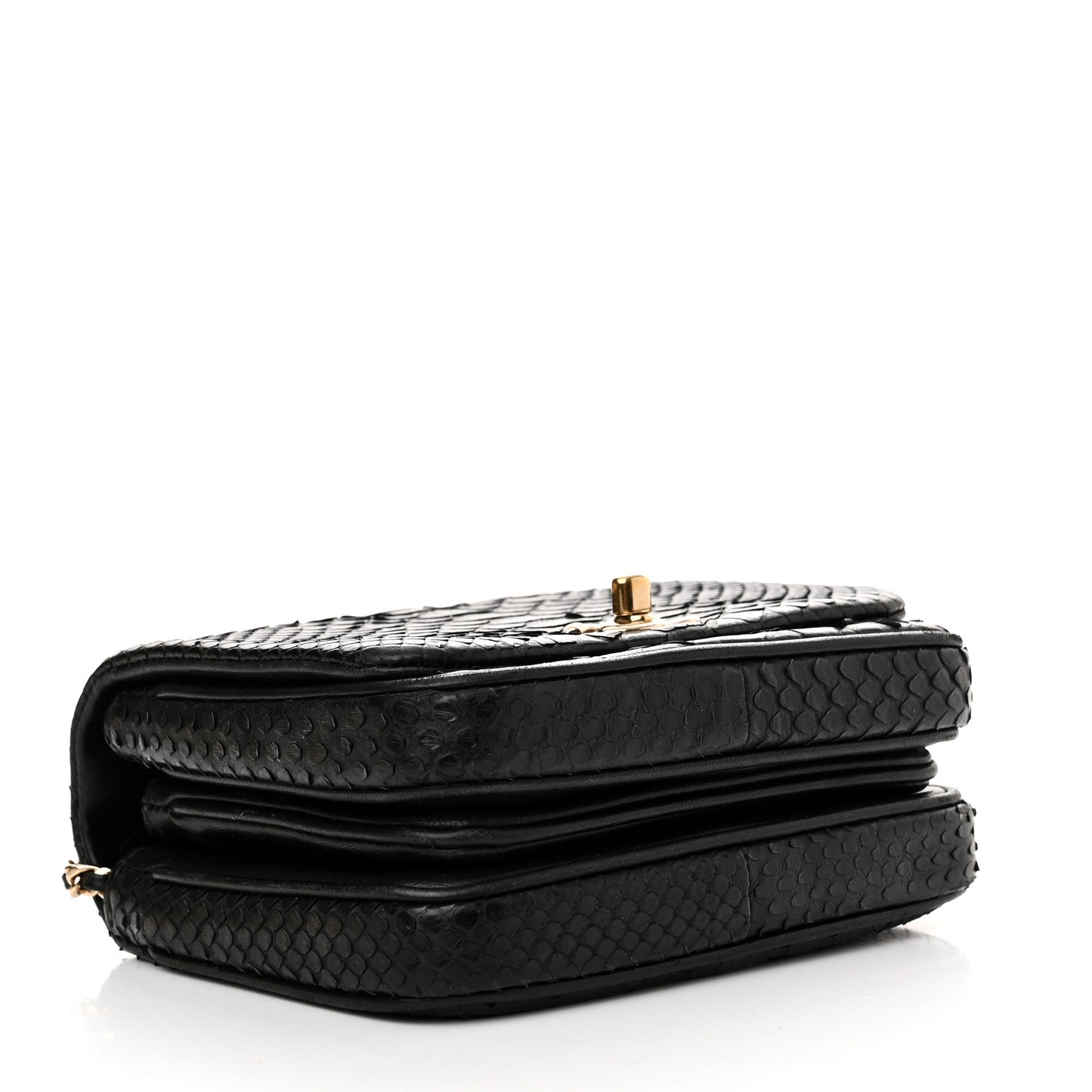Snakeskin Quilted Mini Citizen Chic Flap Black
