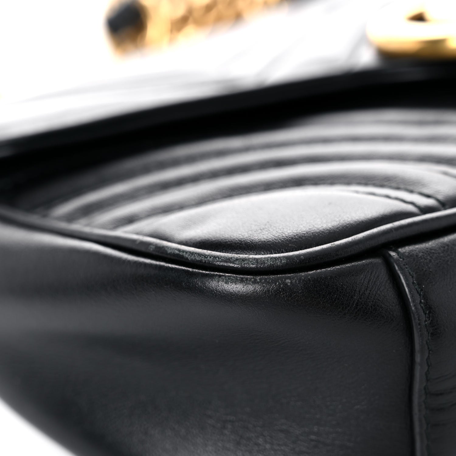 Gucci Calfskin Matelasse Small GG Marmont Shoulder Bag Black 8 of 17