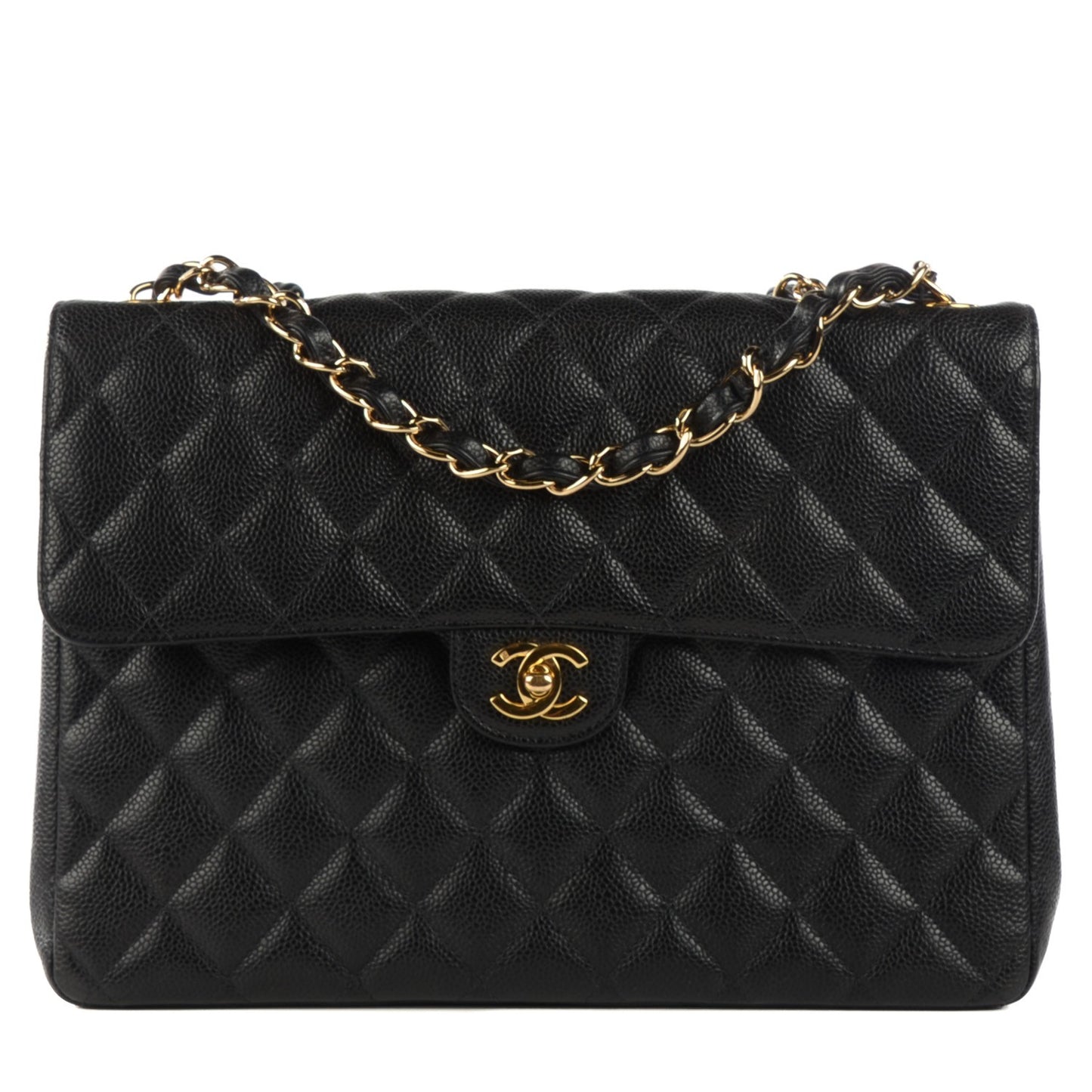 Caviar Quilted Jumbo Single Flap Black