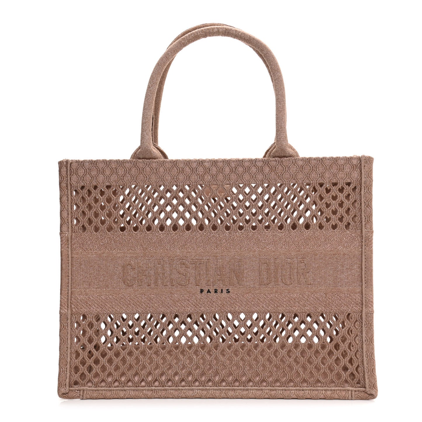 Mesh Embroidered Medium Book Tote Clay