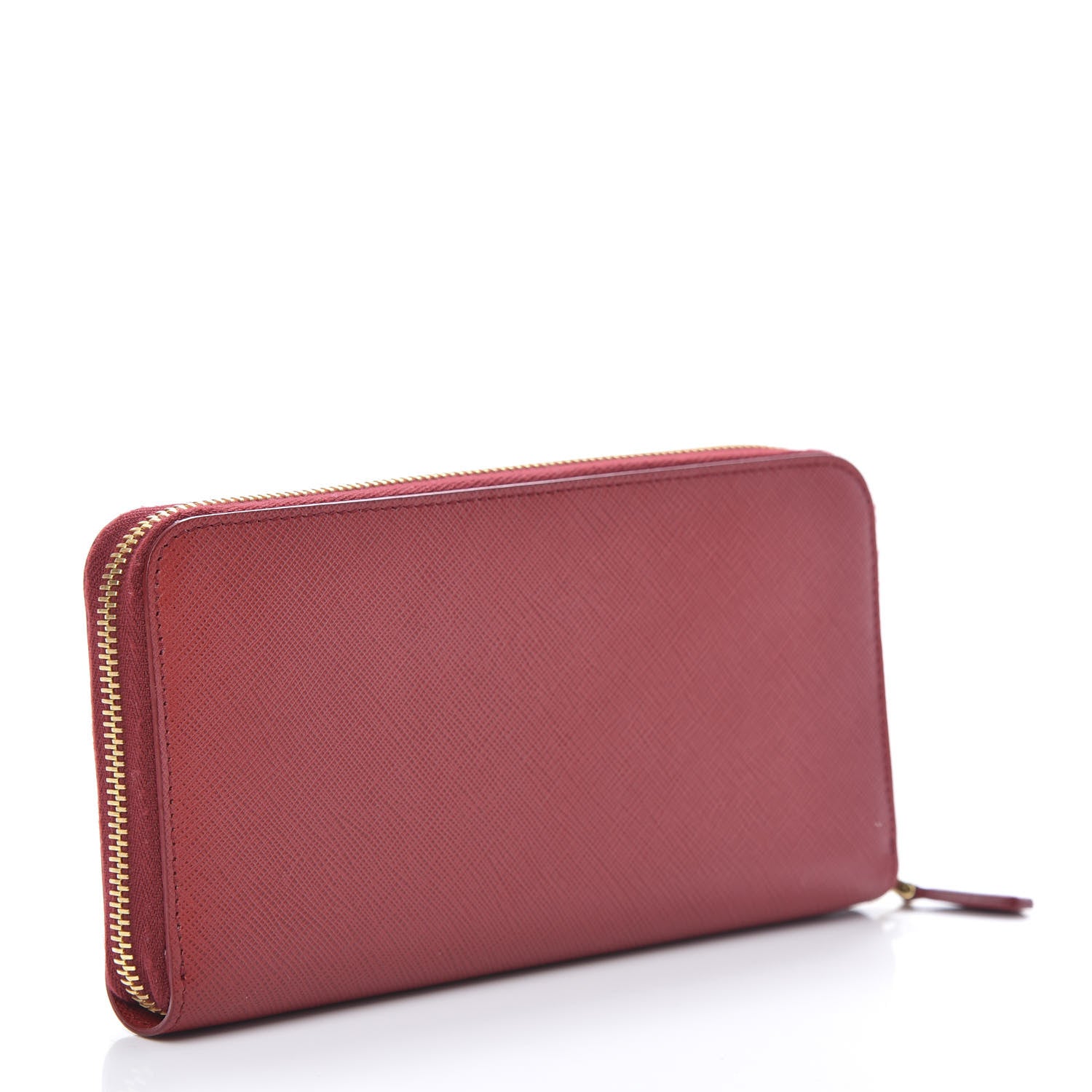 Prada Saffiano Shine Monochrome Zip Around Wallet Fuoco 3 of 8
