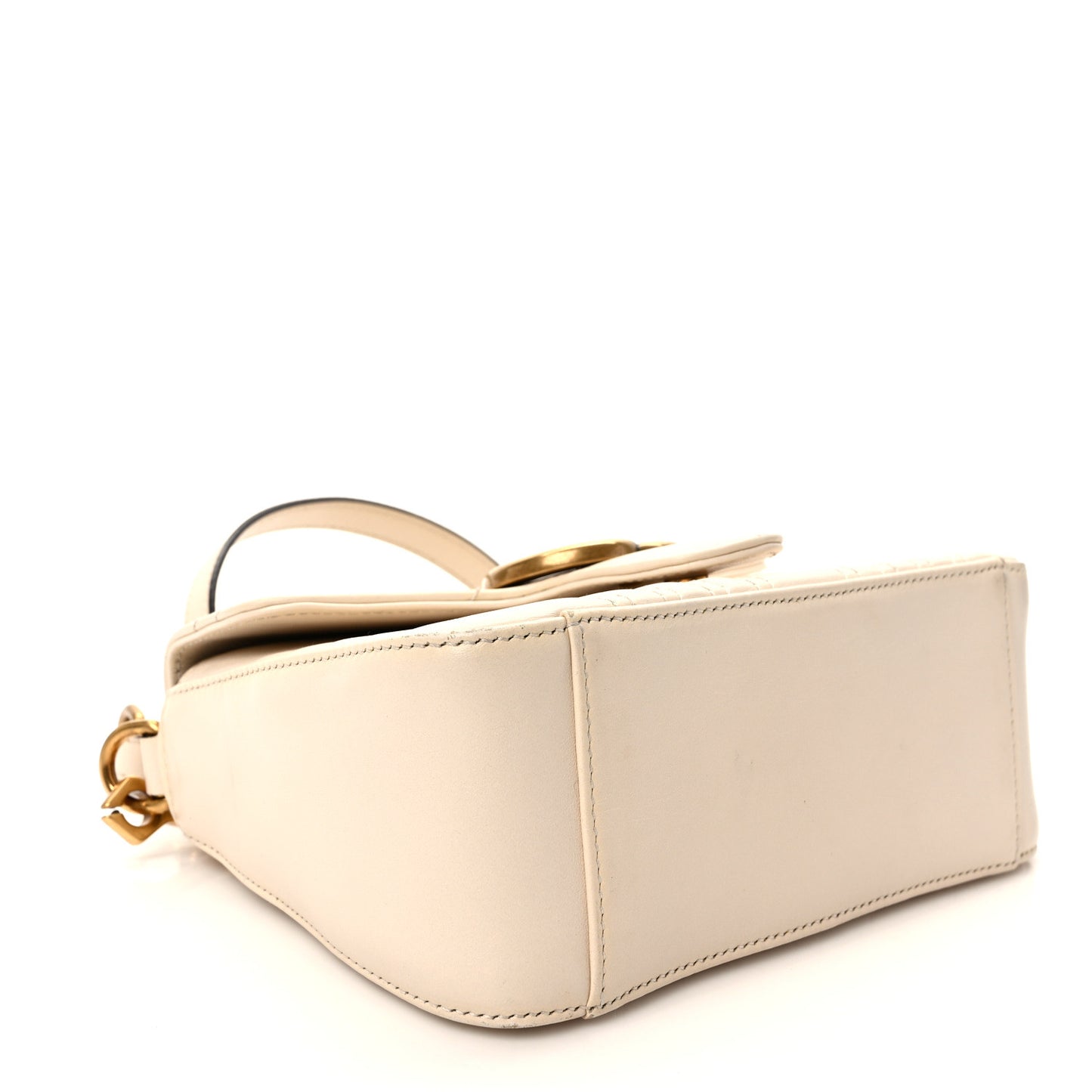 Calfskin Matelasse Mini GG Marmont Top Handle Shoulder Bag White
