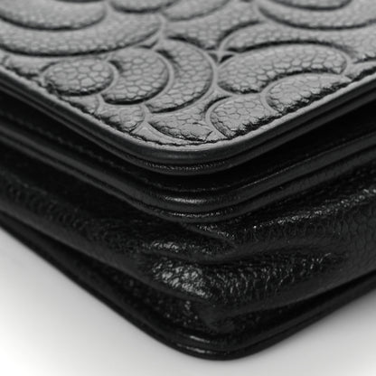 Chanel Caviar Camellia Embossed Wallet On Chain WOC Black 8 of 9
