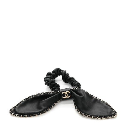 Chanel Lambskin Chain CC Hair Bow Tie Black Gold 1 of 3