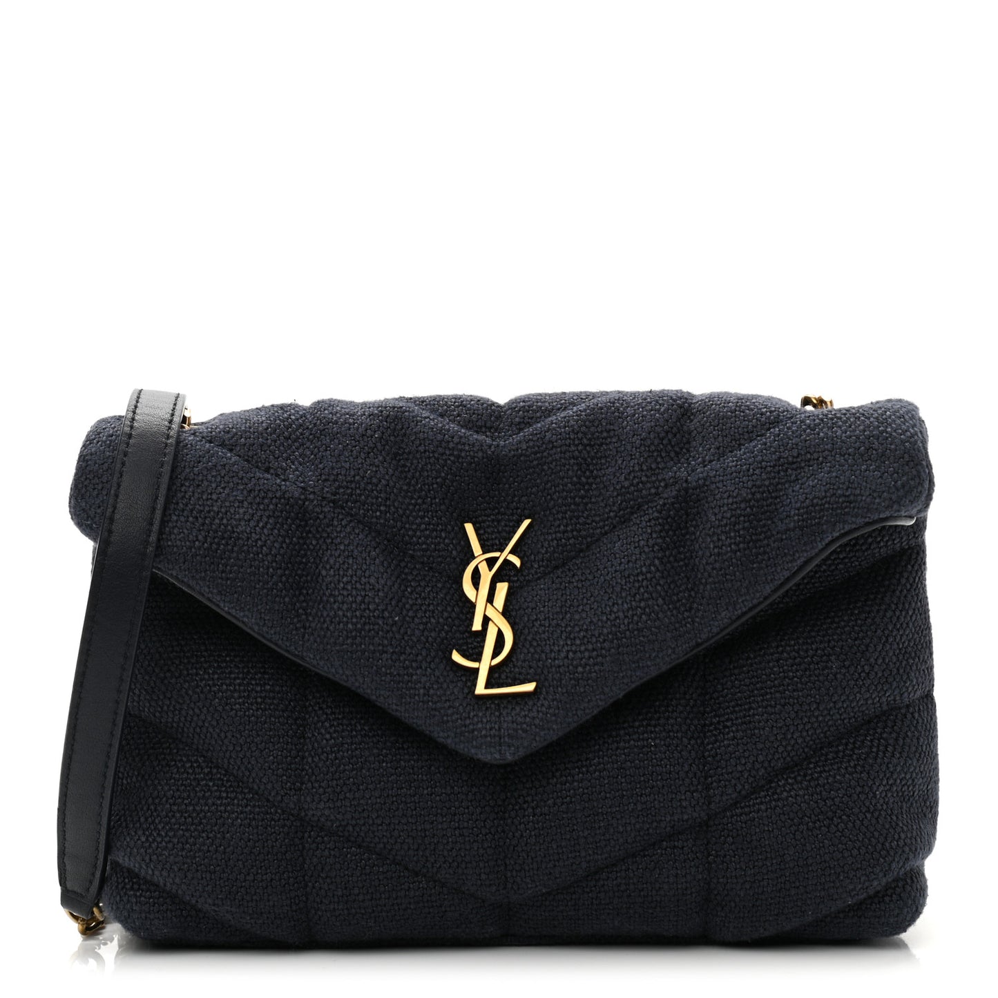 Canvas Quilted Loulou Puffer Monogram Chain Satchel Marine